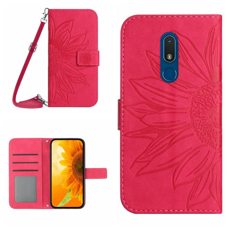 For Nokia C3 Skin Feel Sun Flower Pattern Flip Leather Phone Case with Lanyard