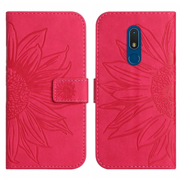 For Nokia C3 Skin Feel Sun Flower Pattern Flip Leather Phone Case with Lanyard