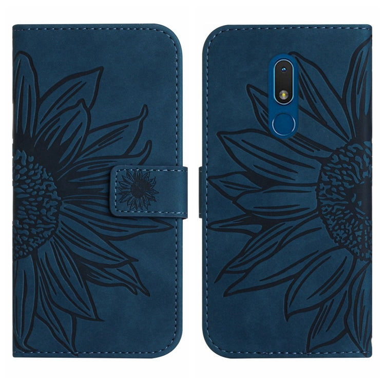 For Nokia C3 Skin Feel Sun Flower Pattern Flip Leather Phone Case with Lanyard