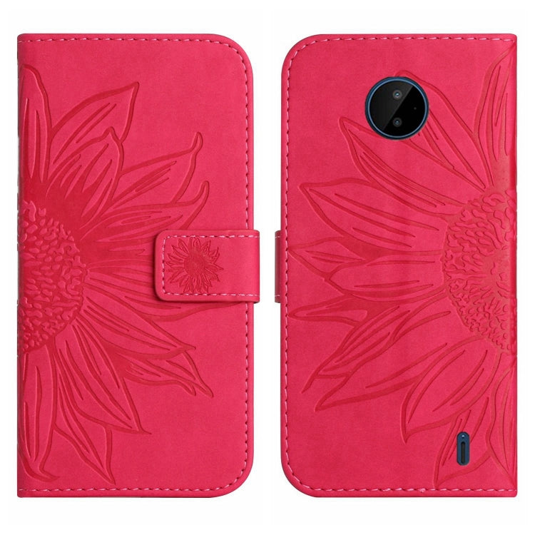 For Nokia C10 / C20 Skin Feel Sun Flower Pattern Flip Leather Phone Case with Lanyard
