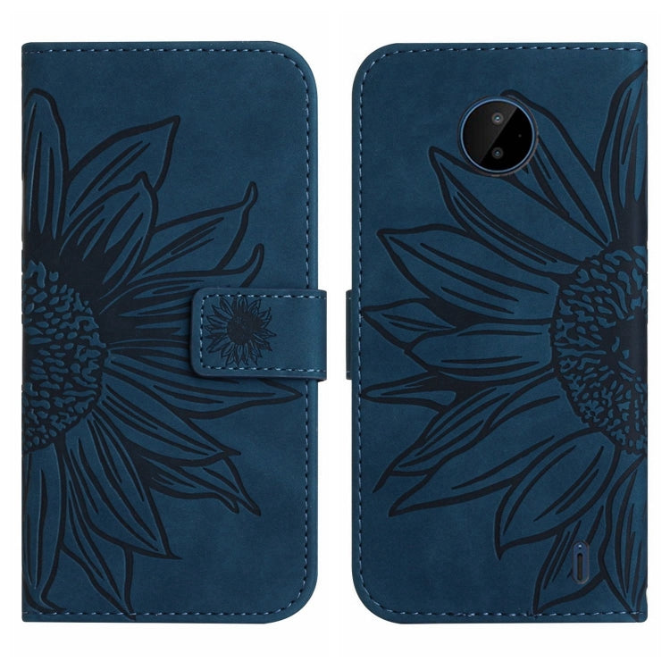 For Nokia C10 / C20 Skin Feel Sun Flower Pattern Flip Leather Phone Case with Lanyard