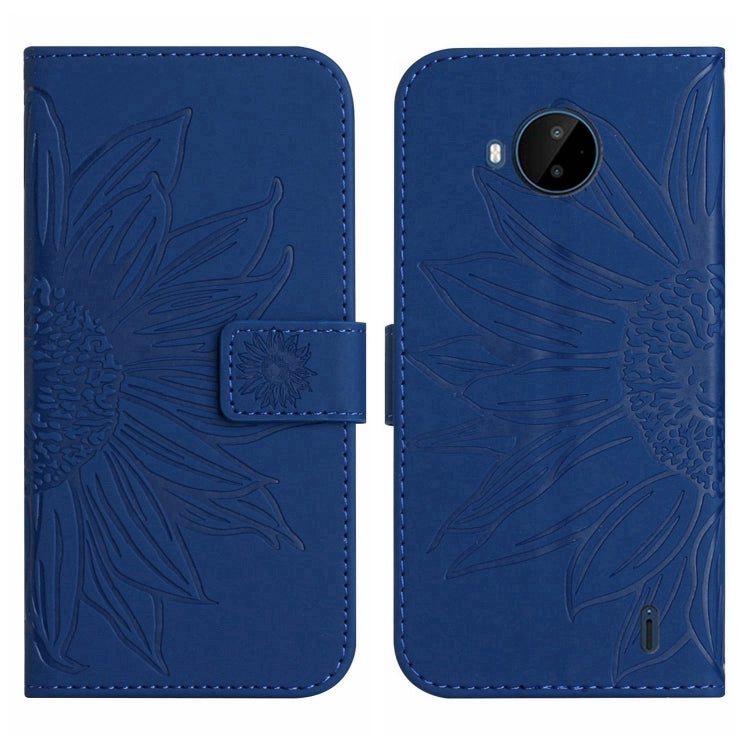 For Nokia C20 Plus Skin Feel Sun Flower Pattern Flip Leather Phone Case with Lanyard