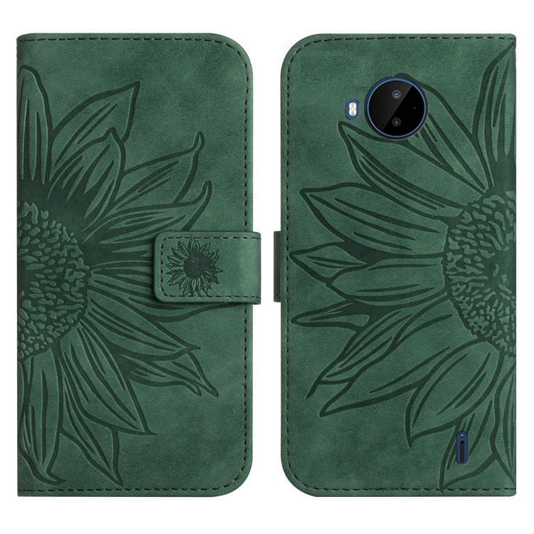 For Nokia C20 Plus Skin Feel Sun Flower Pattern Flip Leather Phone Case with Lanyard