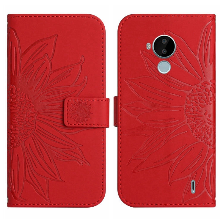 For Nokia C30 Skin Feel Sun Flower Pattern Flip Leather Phone Case with Lanyard