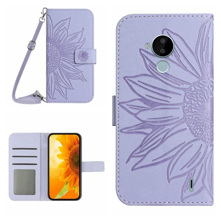 For Nokia C30 Skin Feel Sun Flower Pattern Flip Leather Phone Case with Lanyard