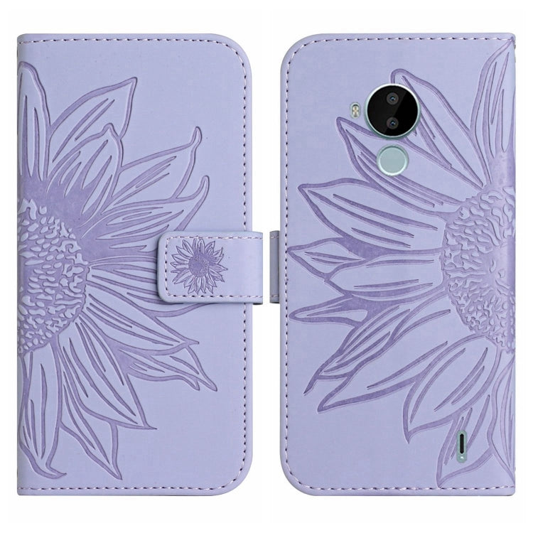 For Nokia C30 Skin Feel Sun Flower Pattern Flip Leather Phone Case with Lanyard