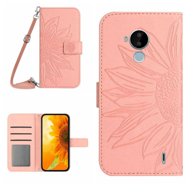 For Nokia C30 Skin Feel Sun Flower Pattern Flip Leather Phone Case with Lanyard