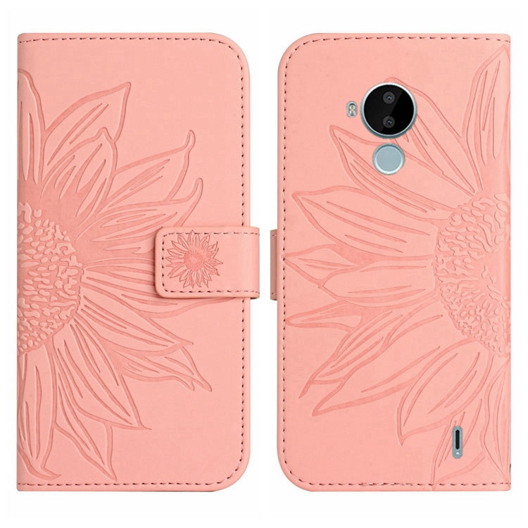For Nokia C30 Skin Feel Sun Flower Pattern Flip Leather Phone Case with Lanyard