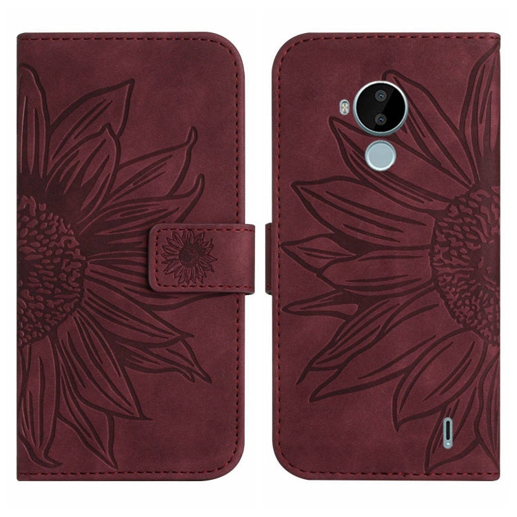 For Nokia C30 Skin Feel Sun Flower Pattern Flip Leather Phone Case with Lanyard