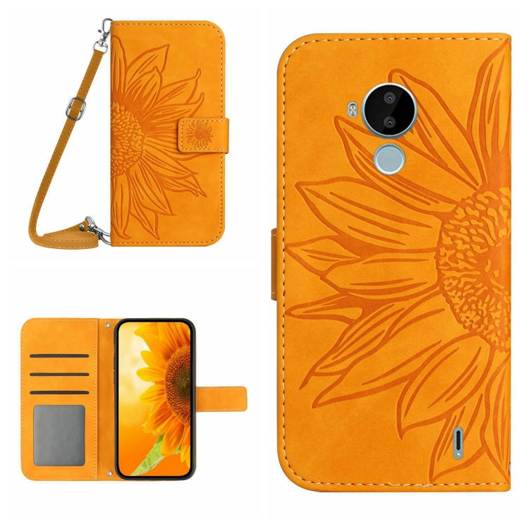 For Nokia C30 Skin Feel Sun Flower Pattern Flip Leather Phone Case with Lanyard