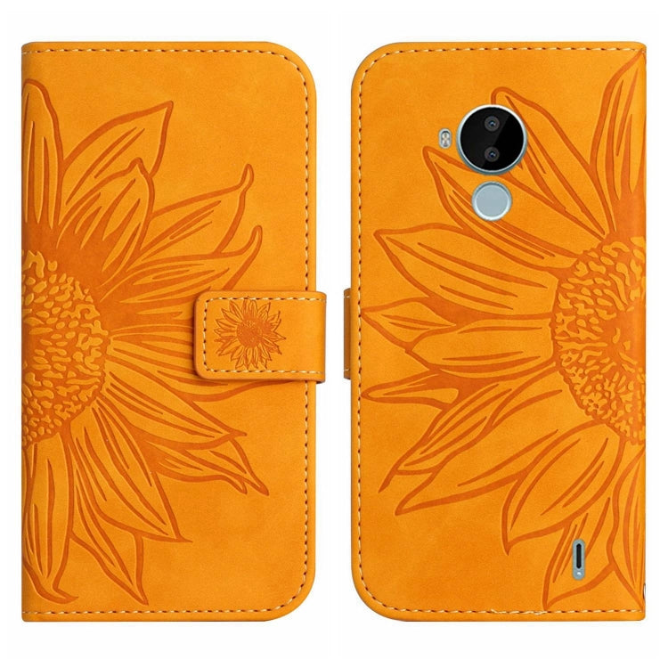 For Nokia C30 Skin Feel Sun Flower Pattern Flip Leather Phone Case with Lanyard