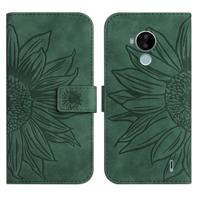 For Nokia C30 Skin Feel Sun Flower Pattern Flip Leather Phone Case with Lanyard