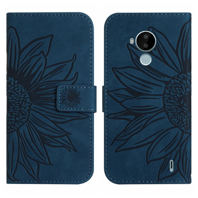 For Nokia C30 Skin Feel Sun Flower Pattern Flip Leather Phone Case with Lanyard