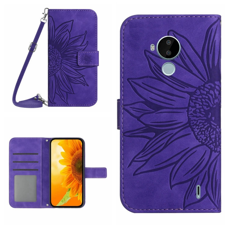 For Nokia C30 Skin Feel Sun Flower Pattern Flip Leather Phone Case with Lanyard