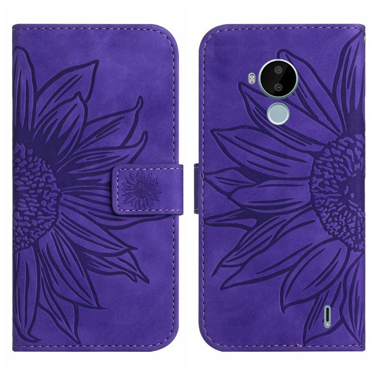 For Nokia C30 Skin Feel Sun Flower Pattern Flip Leather Phone Case with Lanyard
