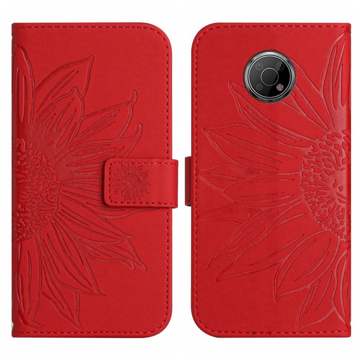 For Nokia G300 Skin Feel Sun Flower Pattern Flip Leather Phone Case with Lanyard