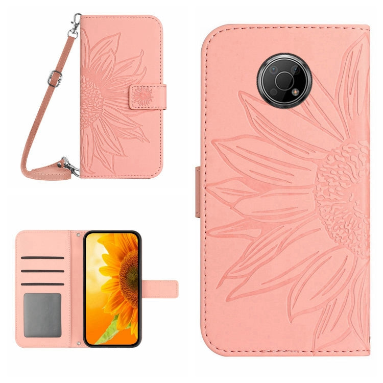 For Nokia G300 Skin Feel Sun Flower Pattern Flip Leather Phone Case with Lanyard