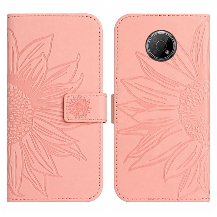 For Nokia G300 Skin Feel Sun Flower Pattern Flip Leather Phone Case with Lanyard
