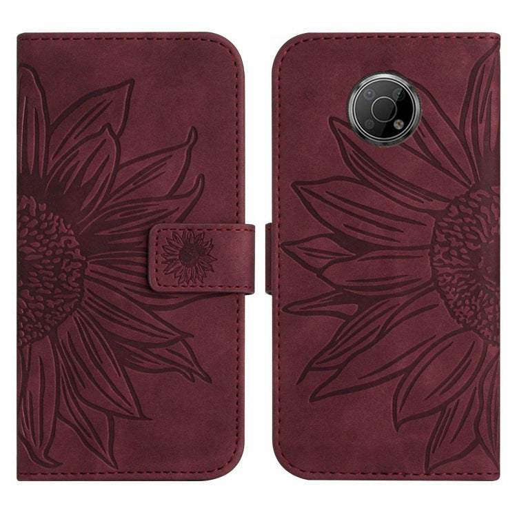 For Nokia G300 Skin Feel Sun Flower Pattern Flip Leather Phone Case with Lanyard