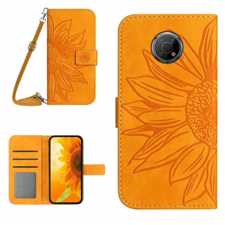 For Nokia G300 Skin Feel Sun Flower Pattern Flip Leather Phone Case with Lanyard
