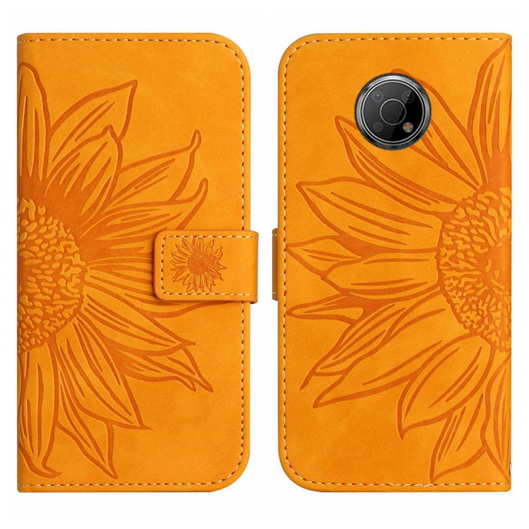 For Nokia G300 Skin Feel Sun Flower Pattern Flip Leather Phone Case with Lanyard