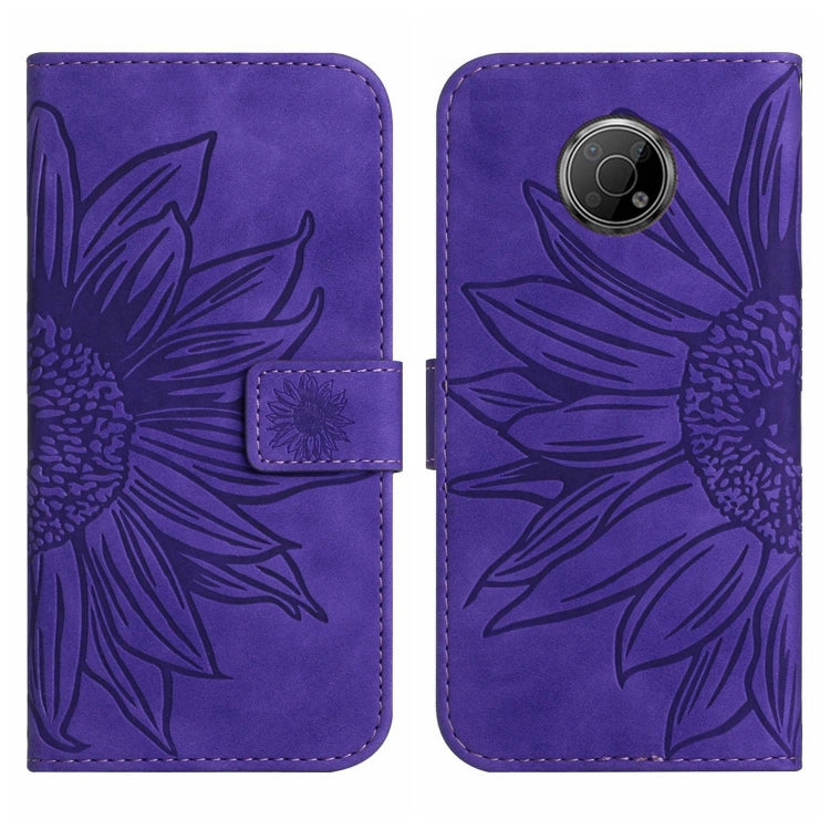 For Nokia G300 Skin Feel Sun Flower Pattern Flip Leather Phone Case with Lanyard