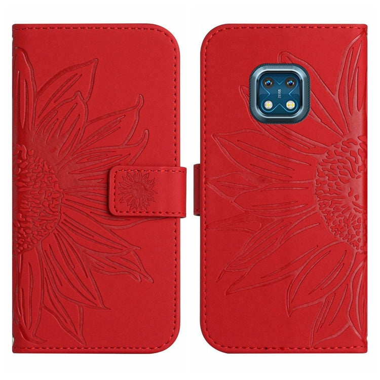 For Nokia XR20 Skin Feel Sun Flower Pattern Flip Leather Phone Case with Lanyard