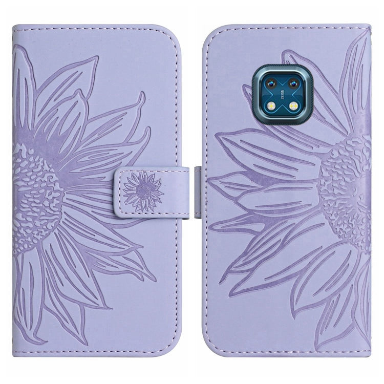 For Nokia XR20 Skin Feel Sun Flower Pattern Flip Leather Phone Case with Lanyard