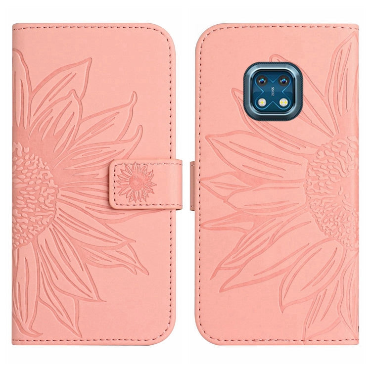For Nokia XR20 Skin Feel Sun Flower Pattern Flip Leather Phone Case with Lanyard