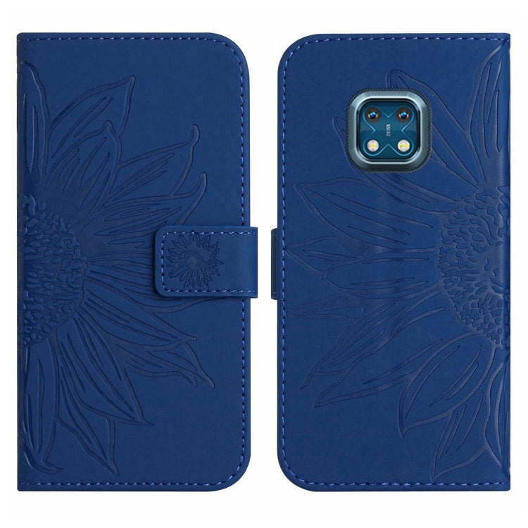 For Nokia XR20 Skin Feel Sun Flower Pattern Flip Leather Phone Case with Lanyard