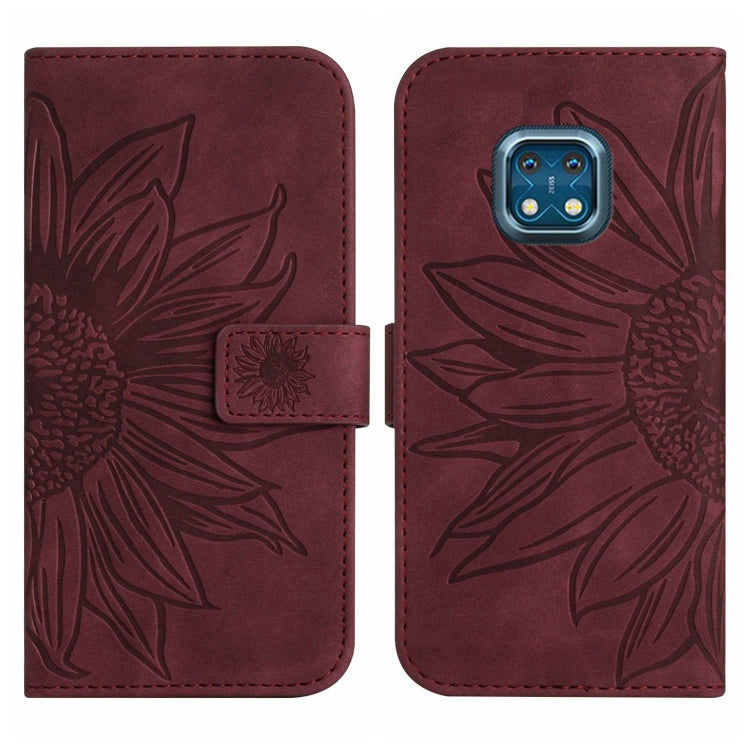 For Nokia XR20 Skin Feel Sun Flower Pattern Flip Leather Phone Case with Lanyard