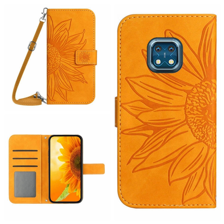 For Nokia XR20 Skin Feel Sun Flower Pattern Flip Leather Phone Case with Lanyard