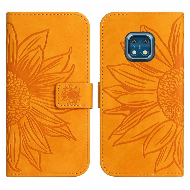For Nokia XR20 Skin Feel Sun Flower Pattern Flip Leather Phone Case with Lanyard