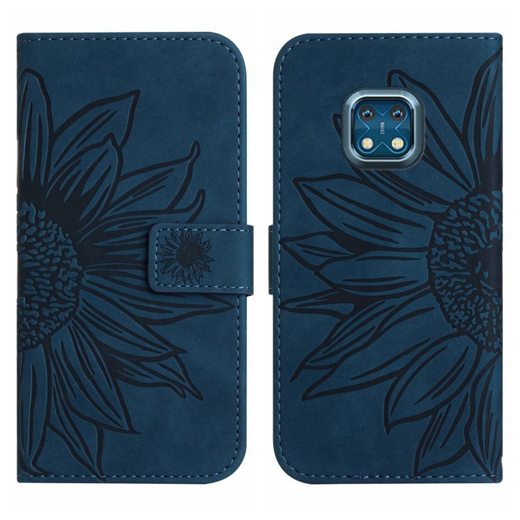 For Nokia XR20 Skin Feel Sun Flower Pattern Flip Leather Phone Case with Lanyard