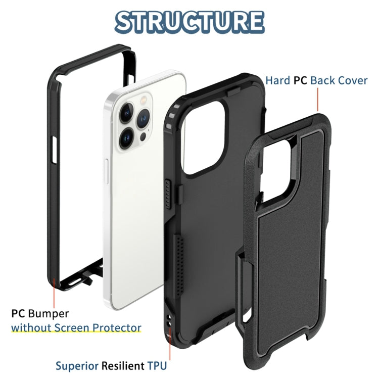 For iPhone 13 Pro Max 3 in 1 PC + TPU Shockproof Phone Case