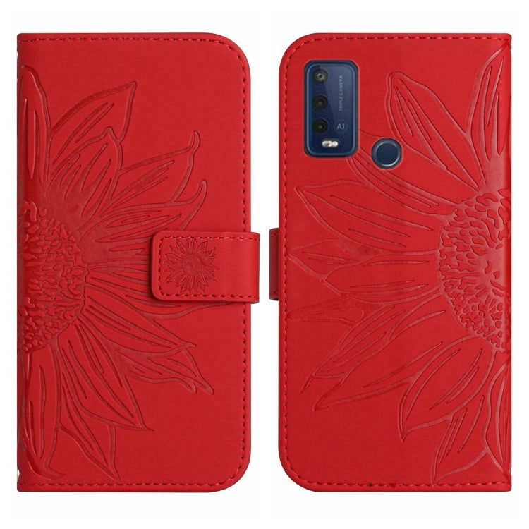 For Wiko Power U30 Skin Feel Sun Flower Pattern Flip Leather Phone Case with Lanyard