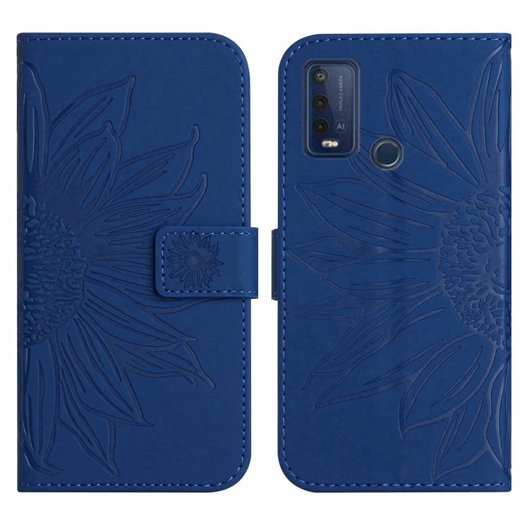 For Wiko Power U30 Skin Feel Sun Flower Pattern Flip Leather Phone Case with Lanyard