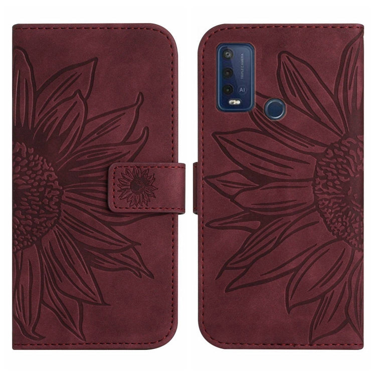 For Wiko Power U30 Skin Feel Sun Flower Pattern Flip Leather Phone Case with Lanyard