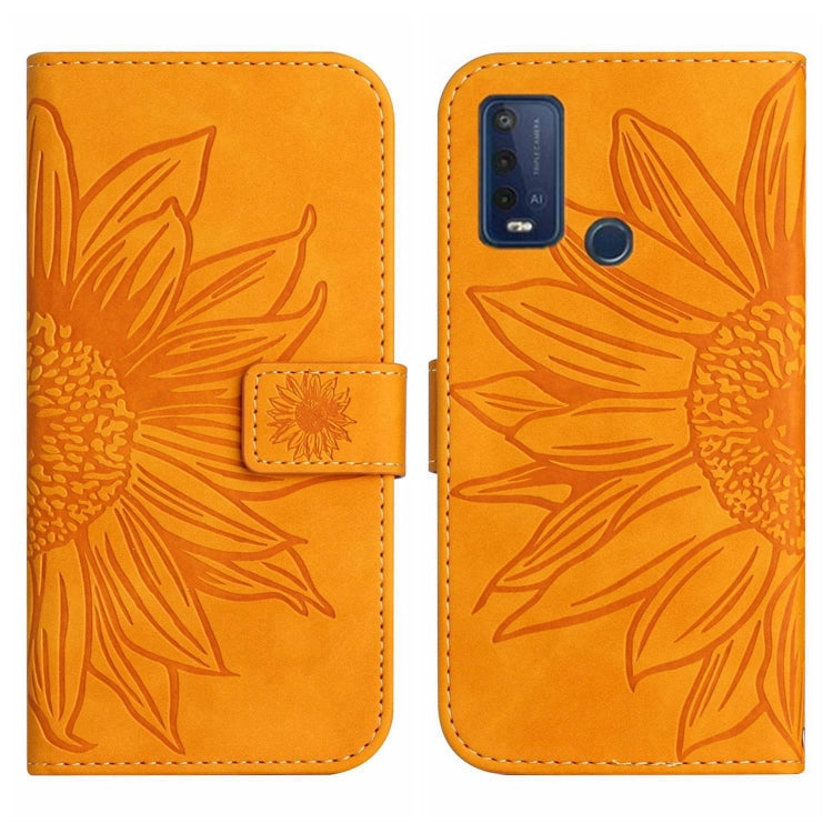 For Wiko Power U30 Skin Feel Sun Flower Pattern Flip Leather Phone Case with Lanyard
