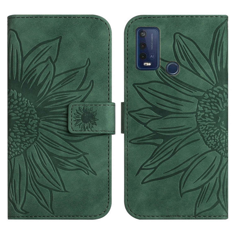 For Wiko Power U30 Skin Feel Sun Flower Pattern Flip Leather Phone Case with Lanyard