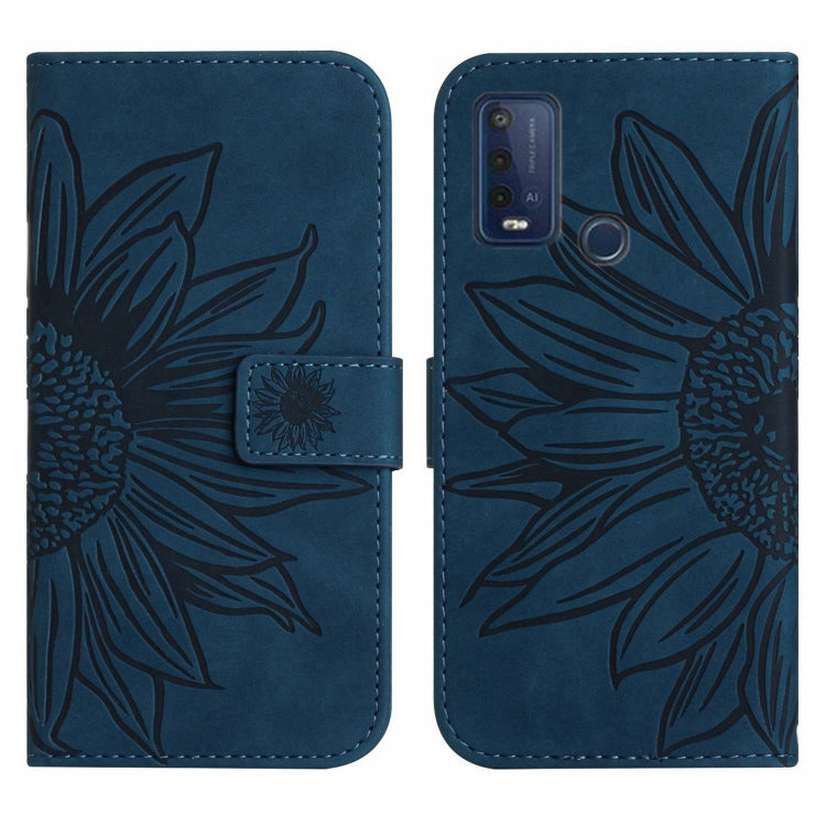 For Wiko Power U30 Skin Feel Sun Flower Pattern Flip Leather Phone Case with Lanyard
