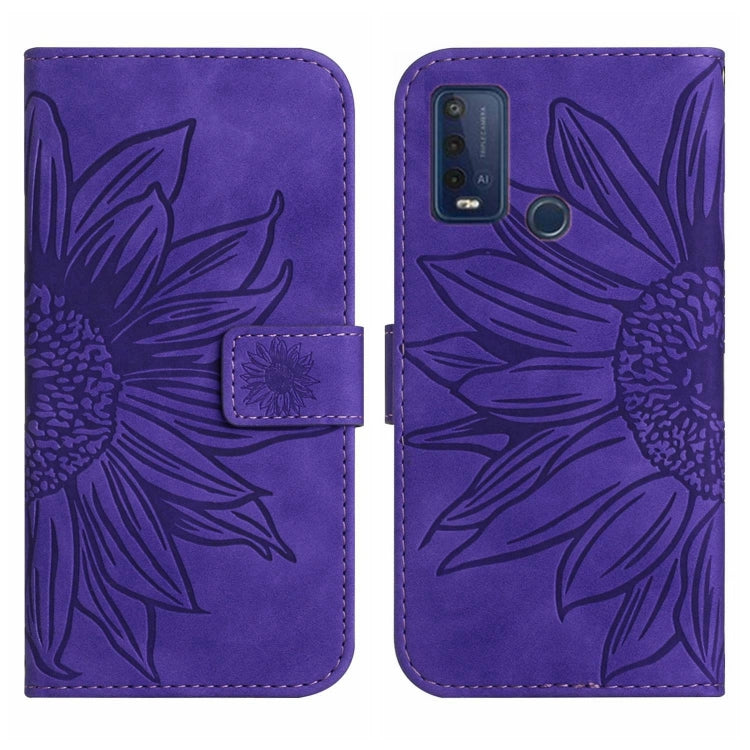For Wiko Power U30 Skin Feel Sun Flower Pattern Flip Leather Phone Case with Lanyard