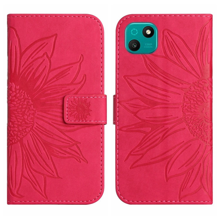 For Wiko T10 Skin Feel Sun Flower Pattern Flip Leather Phone Case with Lanyard
