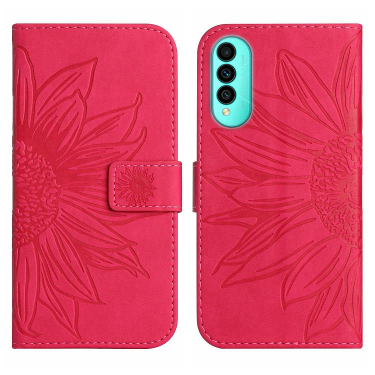 For Wiko T50 Skin Feel Sun Flower Pattern Flip Leather Phone Case with Lanyard