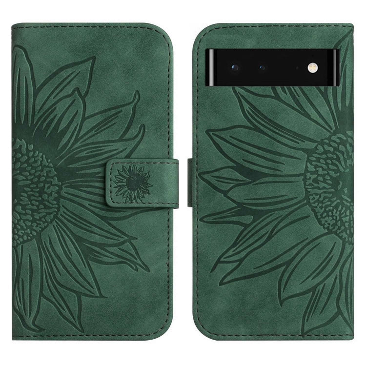 For Google Pixel 6 Skin Feel Sun Flower Pattern Flip Leather Phone Case with Lanyard