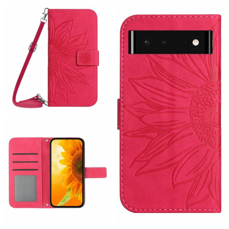 For Google Pixel 6 Skin Feel Sun Flower Pattern Flip Leather Phone Case with Lanyard