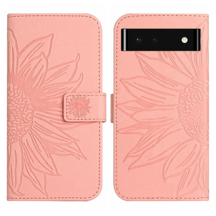 For Google Pixel 6 Pro Skin Feel Sun Flower Pattern Flip Leather Phone Case with Lanyard