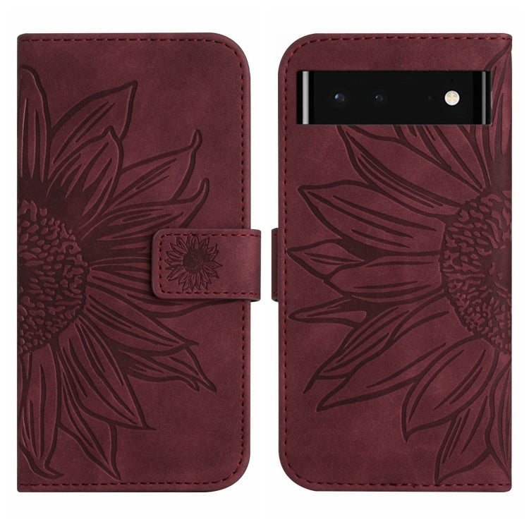 For Google Pixel 6 Pro Skin Feel Sun Flower Pattern Flip Leather Phone Case with Lanyard