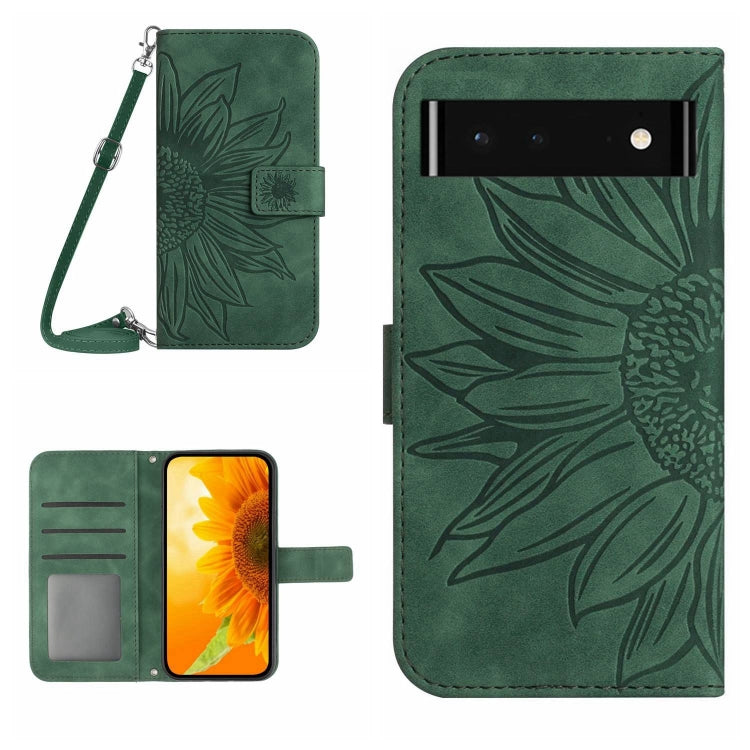 For Google Pixel 6 Pro Skin Feel Sun Flower Pattern Flip Leather Phone Case with Lanyard