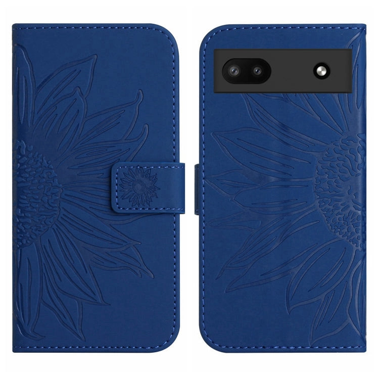 For Google Pixel 6A Skin Feel Sun Flower Pattern Flip Leather Phone Case with Lanyard